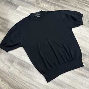 Baracuta Silk-Cotton Mock Neck Short Sleeve Sweater – Size M – Black